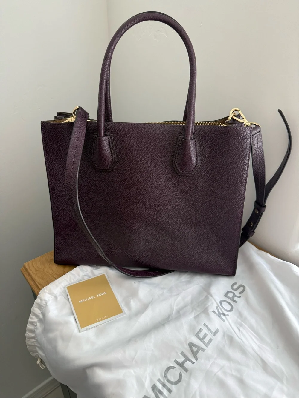 Michael Kors Plum Quilted Eyelet Satchel with Gold Hardware